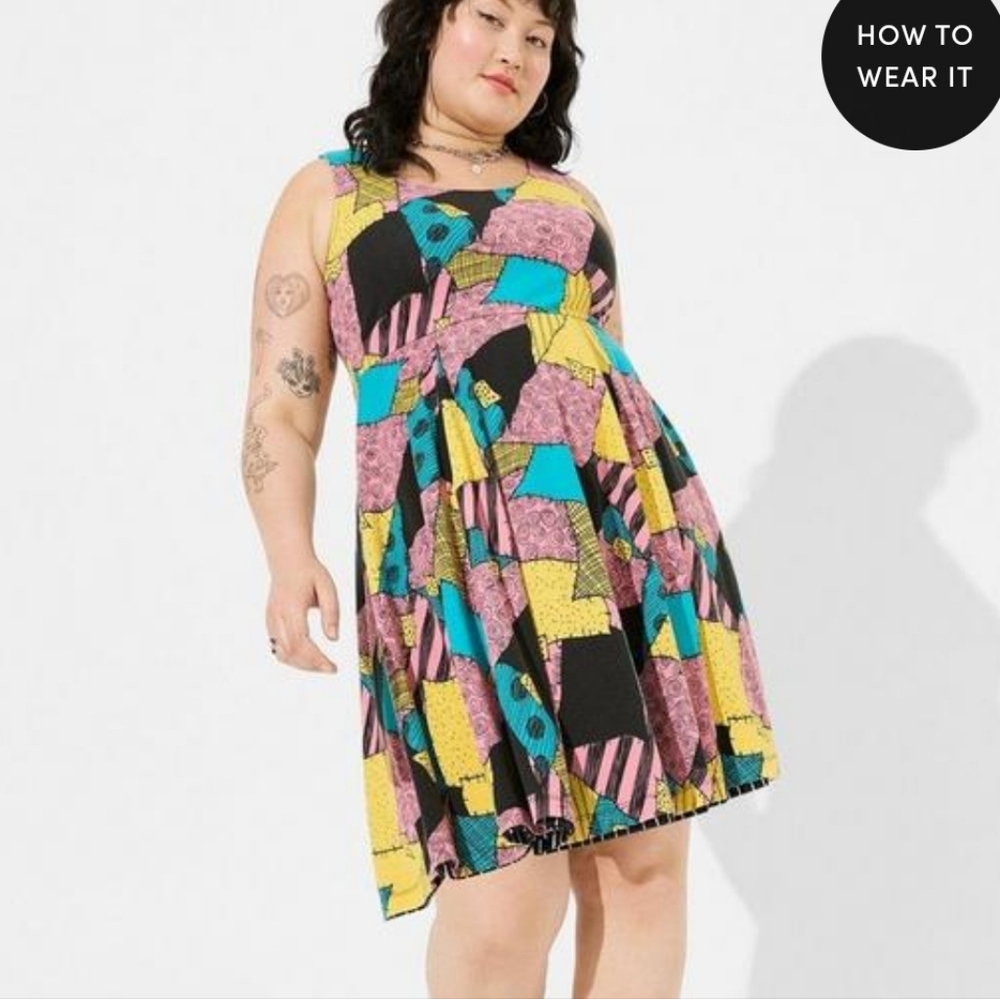 NWT Torrid Nightmare Before Christmas Jack and Sally Reversible Dress - Size 2